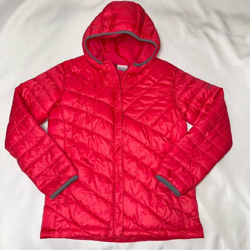 Columbia Kids Red Puffer Jacket size XL‎ hooded zipper coat